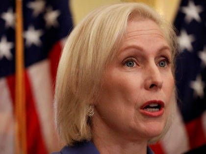 WASHINGTON, DC - SEPTEMBER 18: U.S. Sen. Kirsten Gillibrand (D-NY) speaks at a news conference supporting Puerto Rico's recovery from Hurricane Maria September 18, 2018 in Washington, DC. President Donald Trump has disputed the death toll of 3,000 attributed to Maria last year announced in late August by George Washington …