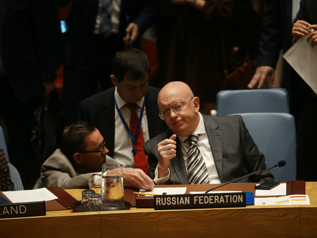 Russia's United Nations (U.N.) Ambassador Vassily Nebenzia attends a U.N. Security Council meeting where the United Kingdom officially announced the latest findings behind the poisoning of Russian ex-spy Sergei Skripal and his daughter last March on September 6, 2018 in New York City. The UK has named two men whom …