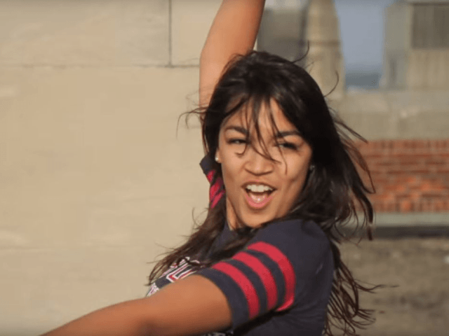 The video appears to be an edited version of the “Boston University Brat Pack Mashup,” which features Ocasio-Cortez on a rooftop recreating the dance scene from “The Breakfast Club” alongside other students. (YouTube / Julian Jensen)