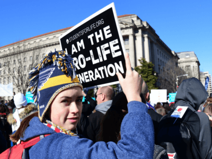 Anti-abortion activists from around the US gather in Washington, DC January 19, 2018 for t