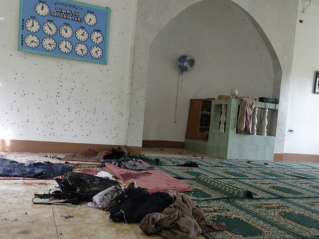 Belongings are seen inside a mosque in Zamboanga city on the southern island of Mindanao o