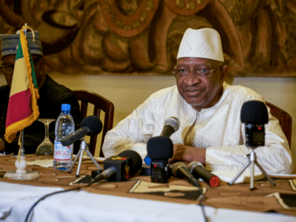 Mali Prime Minister Soumeylou Boubeye Maiga addresses the press during a conference in Mop