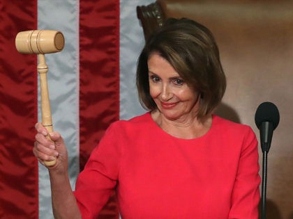 WASHINGTON, DC - JANUARY 03: Speaker of the House Rep. Nancy Pelosi (D-CA) holds the gavel during the first session of the 116th Congress at the U.S. Capitol January 3, 2019 in Washington, DC. Under the cloud of a partial federal government shutdown, Pelosi will reclaim her former title as …