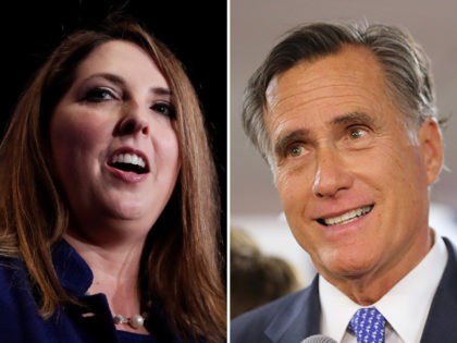 Collage of Ronna McDaniel and Mitt Romney