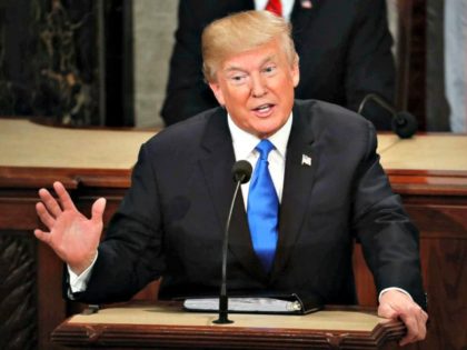 President Donald Trump delivers his State of the Union address to a joint session of Congress on Capitol Hill in Washington, Jan. 30, 2018.