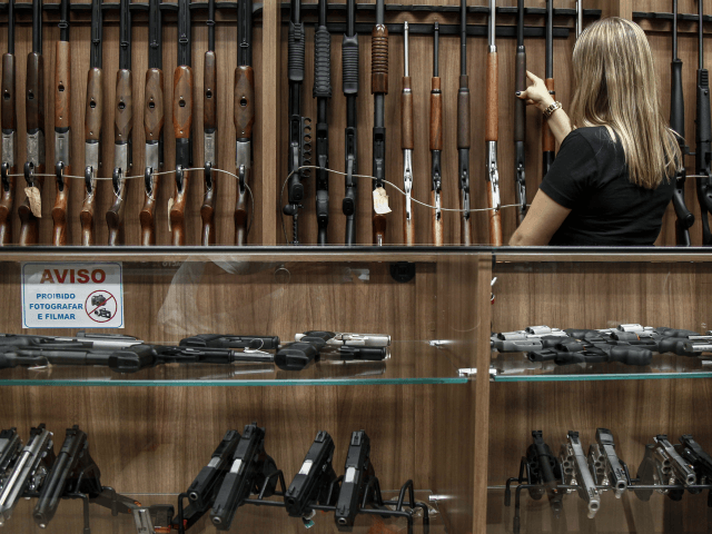 View inside a gun shop in Sao Paulo, Brazil on January 15, 2019. - Brazil's far-right Pres