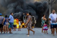 A truck burns during a wave of gang violence in Brazil's northeastern Ceara state, in the city of Fortaleza on January 3, 2019