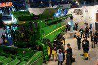 Farm equipment maker John Deere made its debut at the Consumer Electronics Show with a connected combine harvester, described as an "intelligent factory on wheels" that uses GPS, artificial intelligence and sensor technology to help improve yields