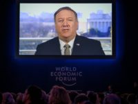 US Secretary of State Mike Pompeo addresses the World Economic Forum in Davos, Switzerland by video Pompeo hails 'disruption' in global politics