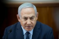 Israeli Prime Minister Benjamin Netanyahu leads his weekly cabinet meeting at his office in Jerusalem on January 27, 2019 Netanyahu warns Hezbollah chief of Israel's "lethal" power