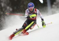 American skier Shiffrin takes big 1st-run lead in slalom