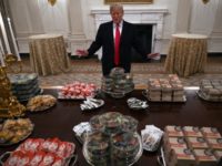 APTOPIX Trump Clemson Football Donald Trump President Donald Trump talks to the media about the table full of fast food in the State Dining Room of the White House in Washington, Monday, Jan. 14, 2019, for the reception for the Clemson Tigers. (AP Photo/Susan Walsh) The Associated Press