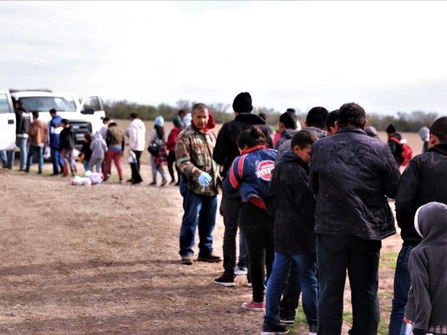 Rio Grande Valley Sector Border Patrol agents apprehend a large group of migrants after th