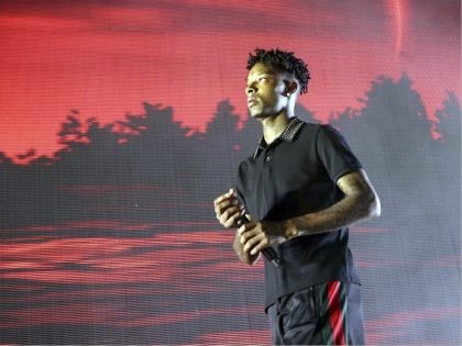 21 Savage performs as the opener for Post Malon at the Cellairis Amphitheatre at Lakewood on Sunday, June 10, 2018, in Atlanta. (Photo by Katie Darby/Invision/AP)