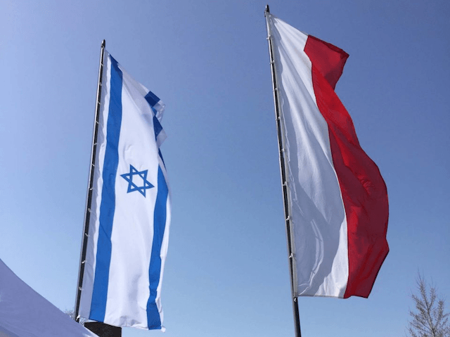 3 Israel Poland flags (Joel Pollak / Breitbart News)