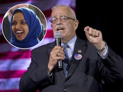 (INSET: Ilhan Omar) Congressman Gerry Connolly, D-11th, gestures during an election party