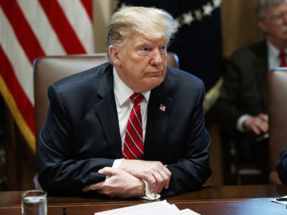 President Donald Trump listens to a question during a cabinet meeting at the White House, Tuesday, Feb. 12, 2019, in Washington.