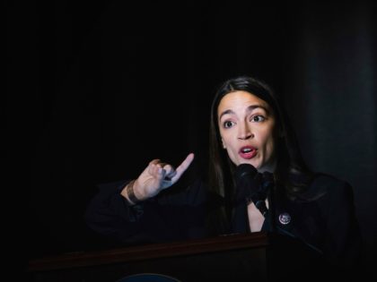 Congresswoman Ocasio-Cortez delivers her inaugural address after she was sworn in as a member of Congress Saturday, Feb. 16, 2019, in New York. (AP Photo/Kevin Hagen).