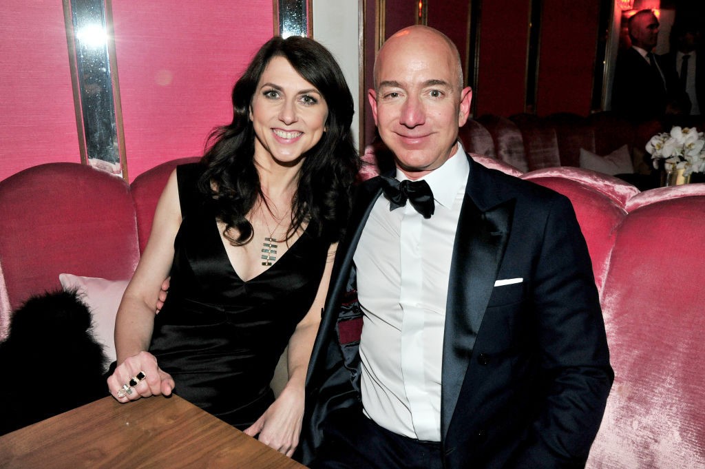 Jeff Bezos and wife, MacKenzie Bezos, at a West Hollywood, California, Oscar party in February 2017. (Jerod Harris/Getty Images)