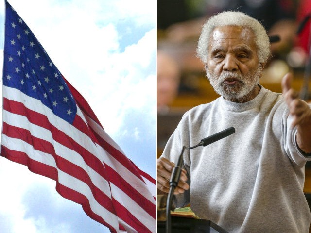 American Flag, Nebraska State Sen. Ernie Chambers - collage.