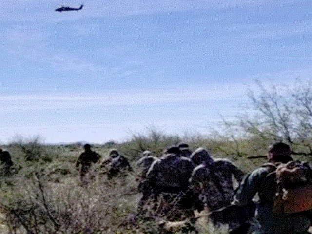 U.S. National Guard aircrews assist Tucson Sector Border Patrol agents in the arrest of 75 migrants in Arizona Desert. (Photo: U.S. Border Patrol/Laredo Sector)