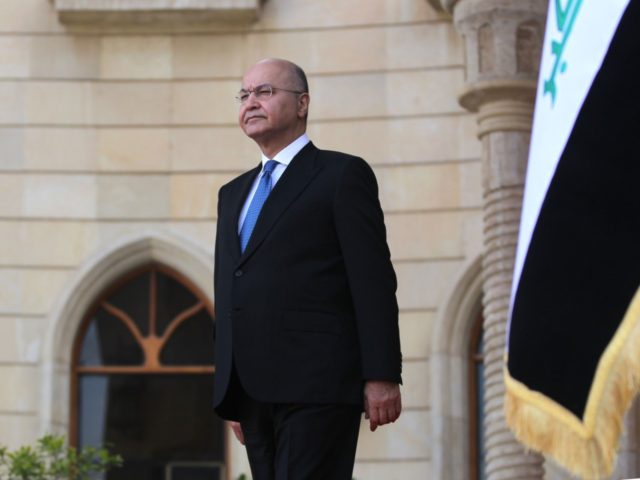 Iraqi President Barham Saleh awaits the arrival of the King of Spain in the capital Baghda