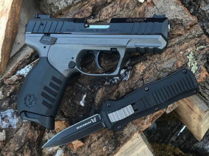 Benchmade knife alongside a Ruger firearm