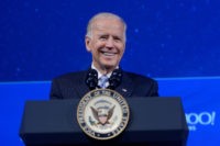 2015 Concordia Summit - Day 1 NEW YORK, NY - OCTOBER 01: Vice President of the United States Joe Biden speaks on stage during the 2015 Concordia Summit at Grand Hyatt New York on October 1, 2015 in New York City. (Photo by Leigh Vogel/Getty Images for Concordia Summit)