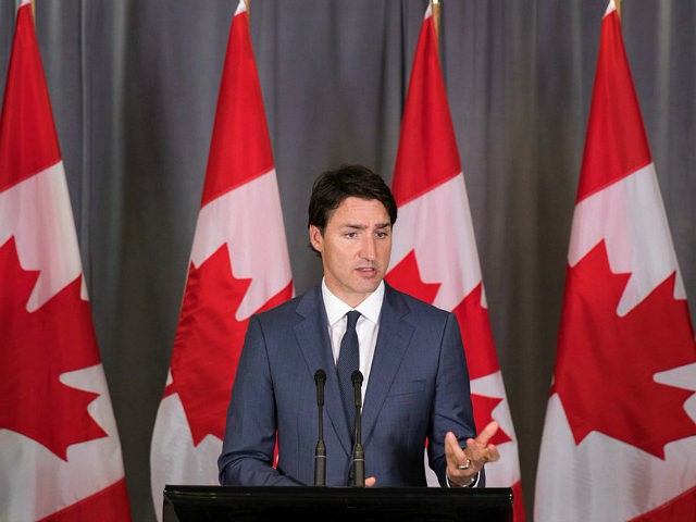NEW YORK, NY - MAY 17: Canadian Prime Minister Justin Trudeau speaks during a news conference at the Canadian Consulate General, May 17, 2018 in New York City. Earlier in the day, speaking at the Economic Club of New York, Trudeau said the sticking points to renegotiating the North American …