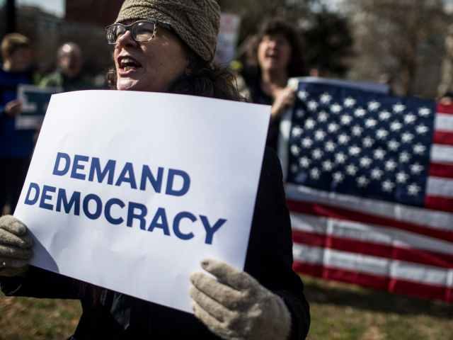 Demand Democracy free speech protest
