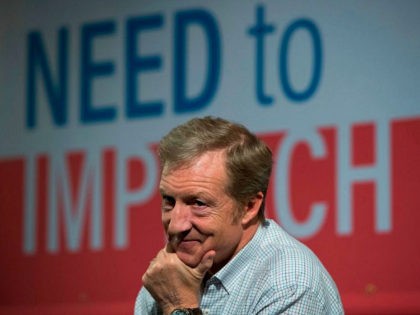 US environmental activist and Democrat Tom Steyer listens to a question during a Town Hall meeting In the Need to Impeach President Donald Trump in New York on January 29, 2018. Steyer, the billionaire environmental activist and philanthropist, launched the Need to Impeach movement through television and social networking advertisement …
