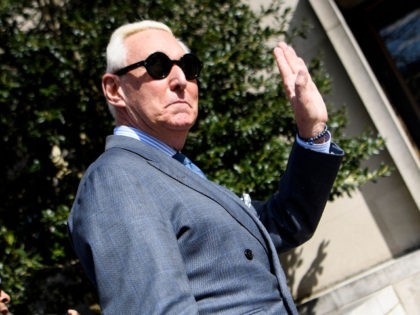 Former campaign advisor to US President Donald Trump, Roger Stone, arrives at US District Court in Washington, DC on February 21, 2019. - Stone arrived for a hearing on his instagram posts of Judge Amy Berman Jackson. (Photo by Brendan Smialowski / AFP) (Photo credit should read BRENDAN SMIALOWSKI/AFP/Getty Images)