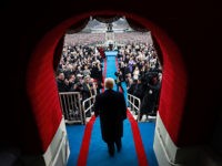 TOPSHOT - President-elect Donald J. Trump arrives at his inauguration at the United States Capitol on January 20, 2017 in Washington,DC. Donald Trump was sworn in as the 45th president of the United States Friday -- ushering in a new political era that has been cheered and feared in equal …