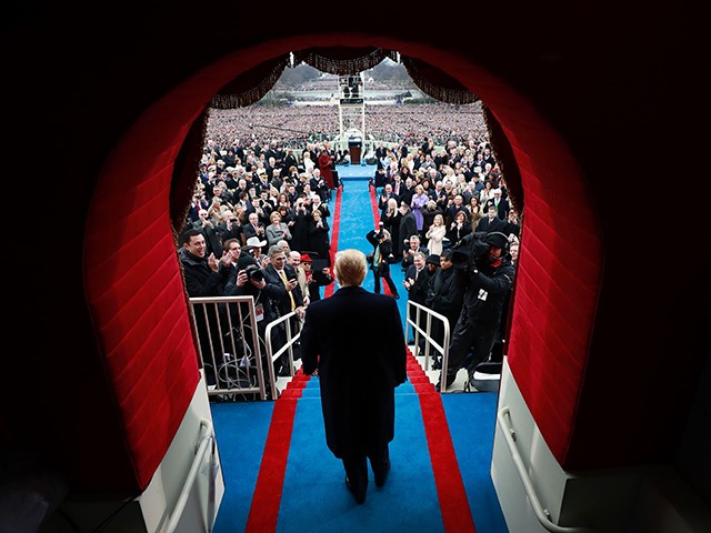 TOPSHOT - President-elect Donald J. Trump arrives at his inauguration at the United States Capitol on January 20, 2017 in Washington,DC. Donald Trump was sworn in as the 45th president of the United States Friday -- ushering in a new political era that has been cheered and feared in equal measure. / AFP / POOL / ANDREW GOMBERT (Photo credit should read ANDREW GOMBERT/AFP/Getty Images)