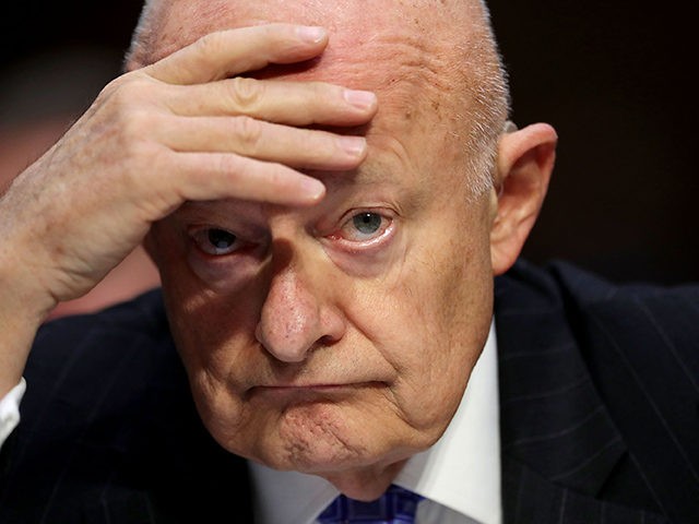 WASHINGTON, DC - MAY 08: Former Director of National Intelligence James Clapper testifies before the Senate Judiciary Committee's Subcommittee on Crime and Terrorism in the Hart Senate Office Building on Capitol Hill May 8, 2017 in Washington, DC. Before being fired by U.S. President Donald Trump, former acting U.S. Attorney …