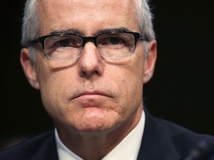 WASHINGTON, DC - MAY 11: Acting FBI Director Andrew McCabe testifies before the Senate Intelligence Committee with the other heads of the U.S. intelligence agencies in the Hart Senate Office Building on Capitol Hill May 11, 2017 in Washington, DC. The intelligence officials were questioned by the committee during the …