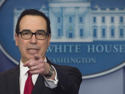 US Secretary of Treasury Steven Mnuchin speaks during the daily press briefing at the Whit