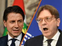 Giuseppe Conte Guy Verhofstadt Italy's prime ministerial candidate Giuseppe Conte addresses journalists after a meeting with Italy's President Sergio Mattarella on May 27, 2018 at the Quirinale presidential palace in Rome. Italy's prime ministerial candidate Giuseppe Conte gave up on Sunday his mandate to form a government after talks with the president over his …