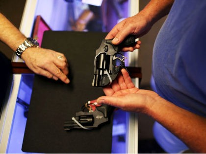 A customer shops for a handgun at the K&W Gunworks store on the day that U.S. President Ba