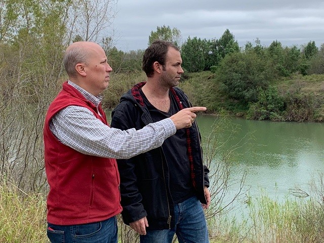 Breitbart News Border/Cartel Chronicles Director Brandon Darby and U.S. Rep. Chip Roy tour the U.S/Mexico border in Texas. (Photo: Breitbart News)