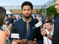 Jussiesmollettweeks1 LAS VEGAS, NV - MAY 21: Actor Jussie Smollett (C) is interviewed by SiriusXM hosts Symon (L) and Michael Yo on SiriusXM's 'Hits 1 in Hollywood' on the red carpet leading up to the Billboard Music Awards at the T-Mobile Arena on May 21, 2017 in Las Vegas, Nevada. (Photo …