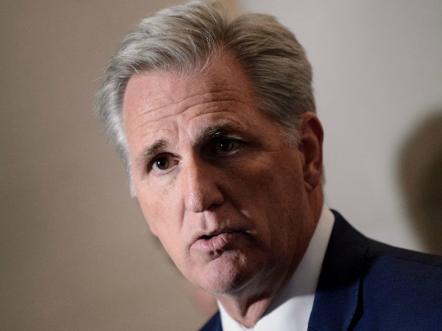 US Representative Kevin McCarthy, incoming minority leader, speaks to reporters after Republican members of the House of Representatives met to elect their new leadership on Capitol Hill November 14, 2018 in Washington, DC. - Republicans in the House of Representatives elected McCarthy, the current No. 2 House Republican majority leader, …