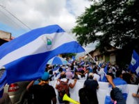 Nicaragua-unrest-opposition-protest Anti-government protesters take part in a march dubbed 'United Nicaragua will never be defeated' in Granada, Nicaragua on August 25, 2018.