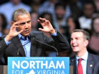Obama, Northam Obama campaigning for Northam