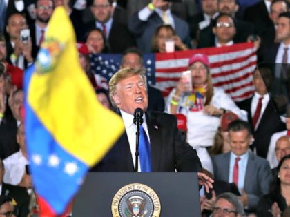 MIAMI, FLORIDA - FEBRUARY 18: President Donald Trump speaks during a rally at Florida International University on February 18, 2019 in Miami, Florida. President Trump spoke about the ongoing crisis in Venezuela. (Photo by Joe Raedle/Getty Images)
