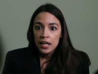 Rep. Alexandria Ocasio-Cortez (D-NY) speaks to the media about Amazon scrapping its plans to build a new headquarters in Queens, New York, on Capitol Hill February 14, 2019 in Washington, DC.