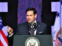 DORAL, FLORIDA - FEBRUARY 01: Sen. Marco Rubio (R-FL) speaks before Vice President Mike Pence takes to the podium at Iglesia Doral Jesus Worship Center after meeting with Venezuelan exiles and community leaders on February 01, 2019 in Doral, Florida. Sen. Rubio and Vice President Pence met with families, political …