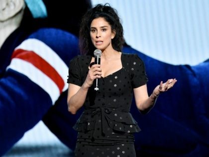 NEW YORK, NY - MAY 02: Sarah Silverman speaks onstage during Hulu Upfront 2018 at The Hulu