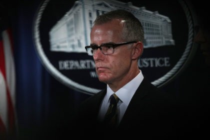 WASHINGTON, DC - JULY 13: Acting FBI Director Andrew McCabe listens during a news conference to announce significant law enforcement actions July 13, 2017 at the Justice Department in Washington, DC. Attorney General Jeff Sessions held the news conference to announce the 2017 health care fraud takedown. (Photo by Alex …