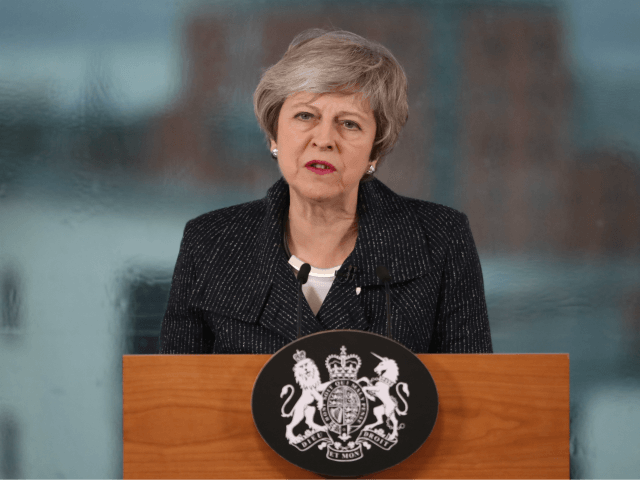 BELFAST, NORTHERN IRELAND - FEBRUARY 05: British Prime Minister Theresa May makes a speech